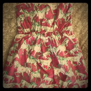 Lilly Pulitzer Horse Print Strapless dress